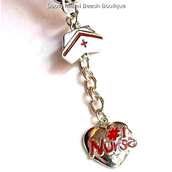 #1 Nurse Nursing Purse Charm Keychain Heart Cap RN LPN CNA Graduation Gift - Picture 4 of 11